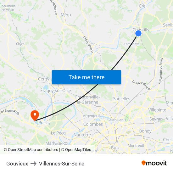 Gouvieux to Villennes-Sur-Seine map