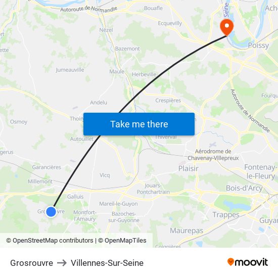 Grosrouvre to Villennes-Sur-Seine map