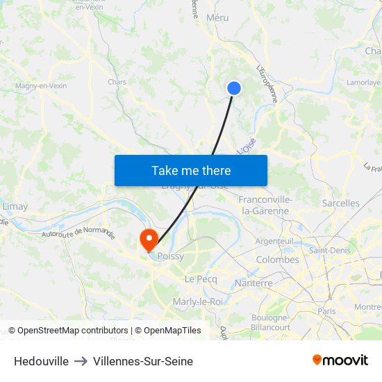Hedouville to Villennes-Sur-Seine map