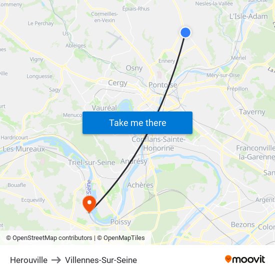 Herouville to Villennes-Sur-Seine map