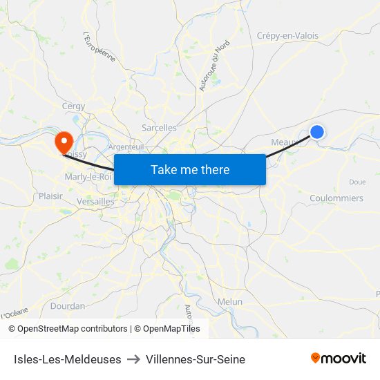 Isles-Les-Meldeuses to Villennes-Sur-Seine map