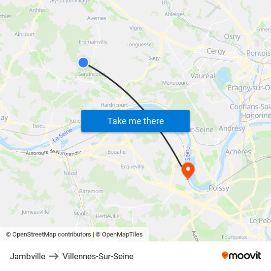 Jambville to Villennes-Sur-Seine map