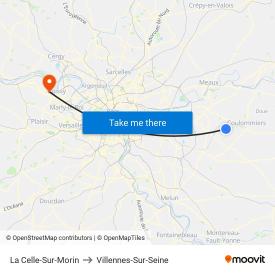 La Celle-Sur-Morin to Villennes-Sur-Seine map