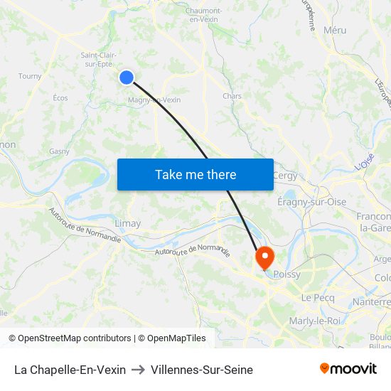 La Chapelle-En-Vexin to Villennes-Sur-Seine map