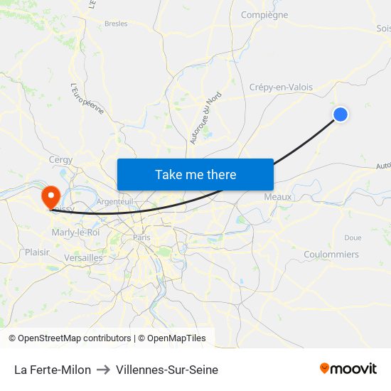 La Ferte-Milon to Villennes-Sur-Seine map