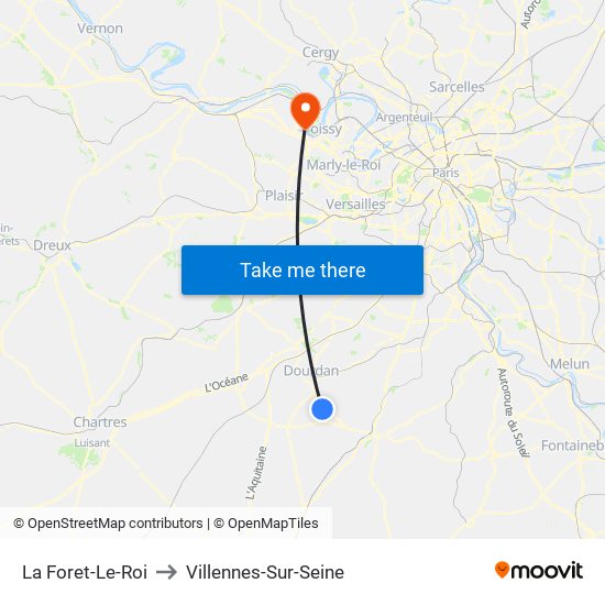 La Foret-Le-Roi to Villennes-Sur-Seine map