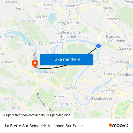La Frette-Sur-Seine to Villennes-Sur-Seine map