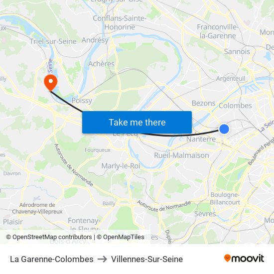 La Garenne-Colombes to Villennes-Sur-Seine map