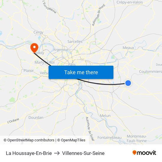 La Houssaye-En-Brie to Villennes-Sur-Seine map