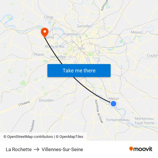 La Rochette to Villennes-Sur-Seine map