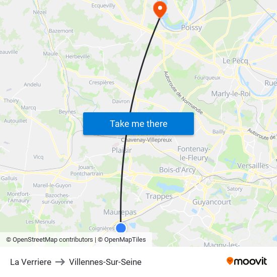 La Verriere to Villennes-Sur-Seine map