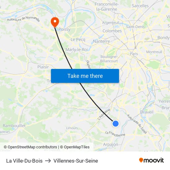 La Ville-Du-Bois to Villennes-Sur-Seine map