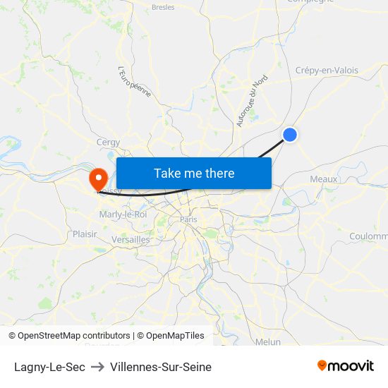 Lagny-Le-Sec to Villennes-Sur-Seine map