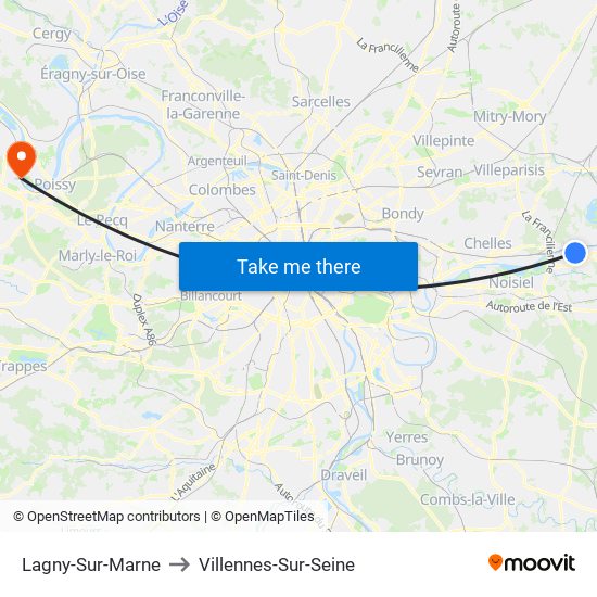 Lagny-Sur-Marne to Villennes-Sur-Seine map