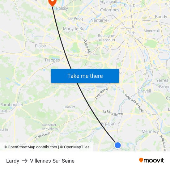 Lardy to Villennes-Sur-Seine map