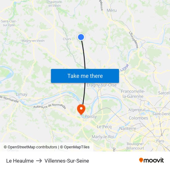 Le Heaulme to Villennes-Sur-Seine map