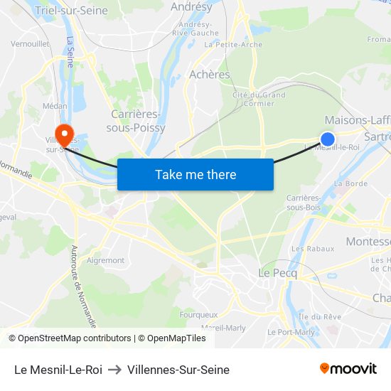 Le Mesnil-Le-Roi to Villennes-Sur-Seine map