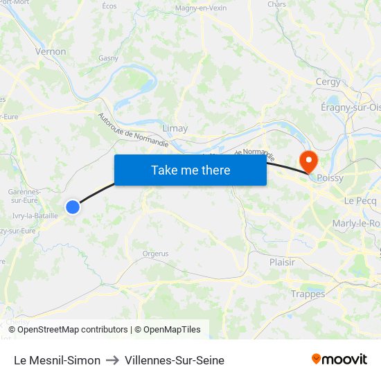 Le Mesnil-Simon to Villennes-Sur-Seine map