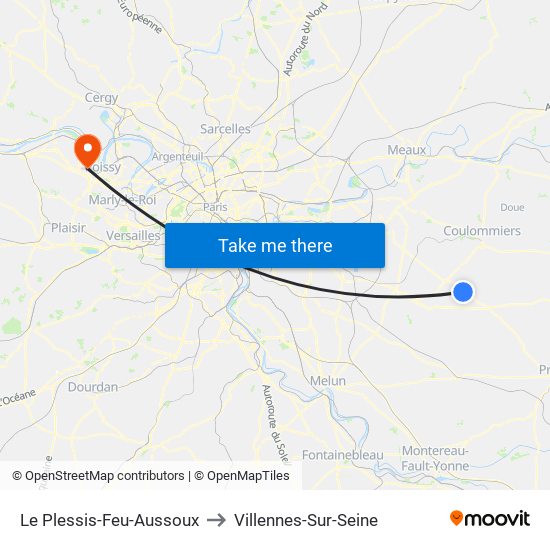 Le Plessis-Feu-Aussoux to Villennes-Sur-Seine map