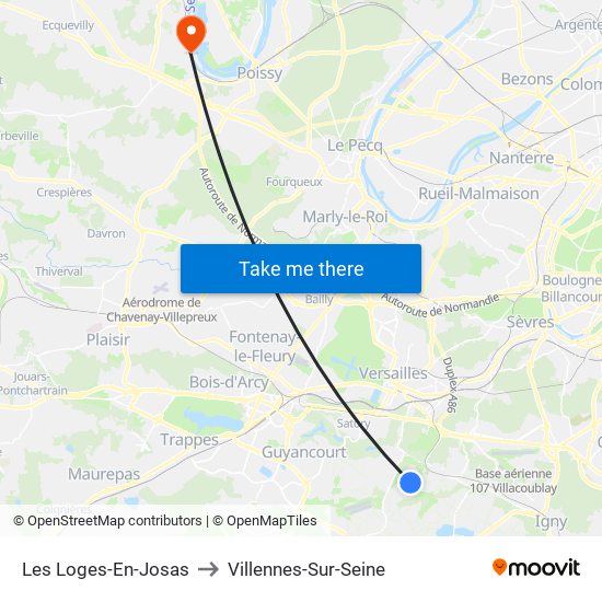 Les Loges-En-Josas to Villennes-Sur-Seine map