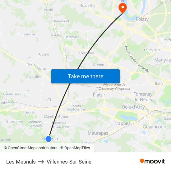 Les Mesnuls to Villennes-Sur-Seine map