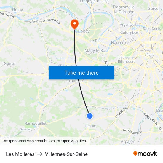Les Molieres to Villennes-Sur-Seine map