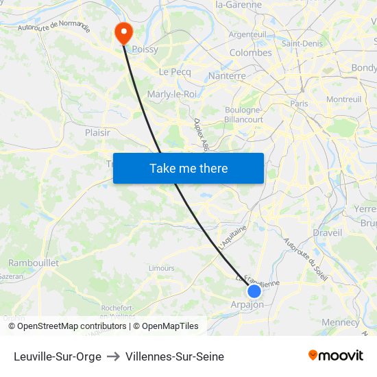 Leuville-Sur-Orge to Villennes-Sur-Seine map