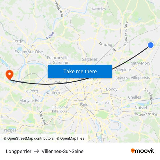 Longperrier to Villennes-Sur-Seine map