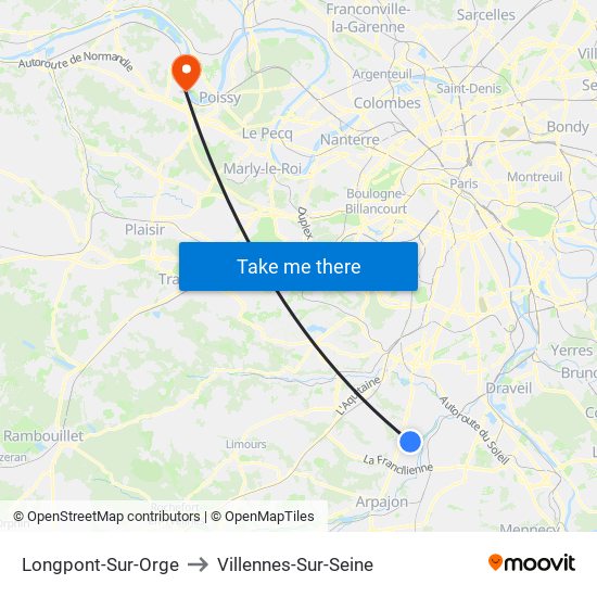 Longpont-Sur-Orge to Villennes-Sur-Seine map