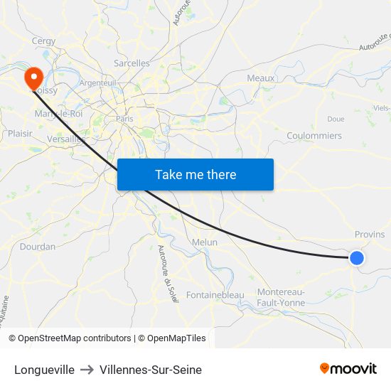 Longueville to Villennes-Sur-Seine map