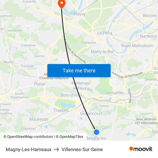 Magny-Les-Hameaux to Villennes-Sur-Seine map