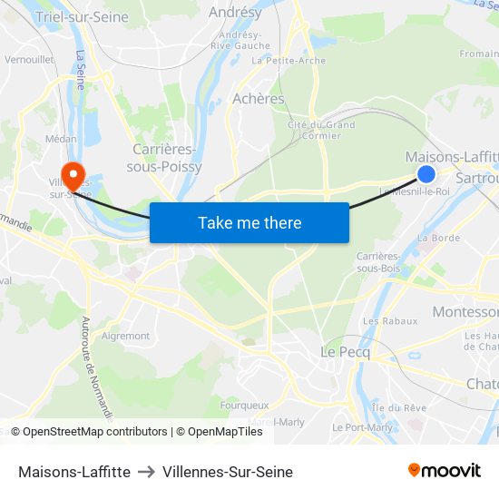 Maisons-Laffitte to Villennes-Sur-Seine map