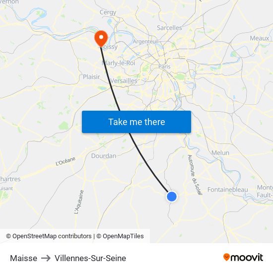 Maisse to Villennes-Sur-Seine map