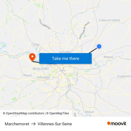 Marchemoret to Villennes-Sur-Seine map