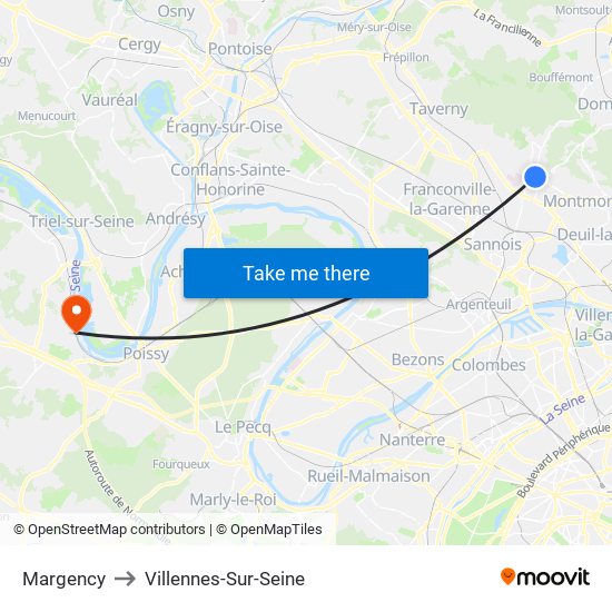 Margency to Villennes-Sur-Seine map