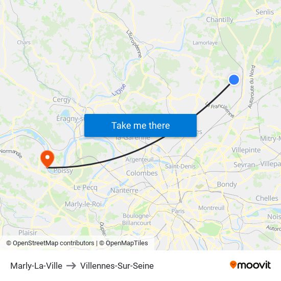 Marly-La-Ville to Villennes-Sur-Seine map