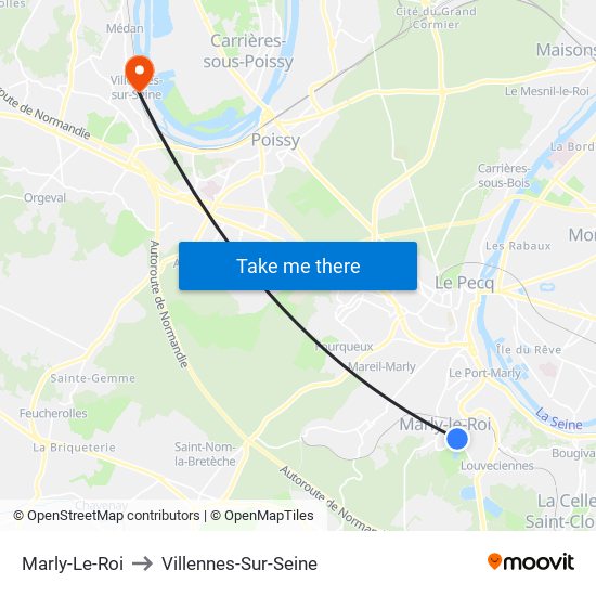 Marly-Le-Roi to Villennes-Sur-Seine map