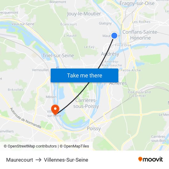 Maurecourt to Villennes-Sur-Seine map