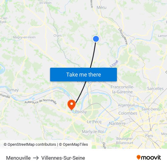 Menouville to Villennes-Sur-Seine map