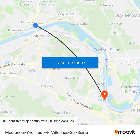 Meulan-En-Yvelines to Villennes-Sur-Seine map