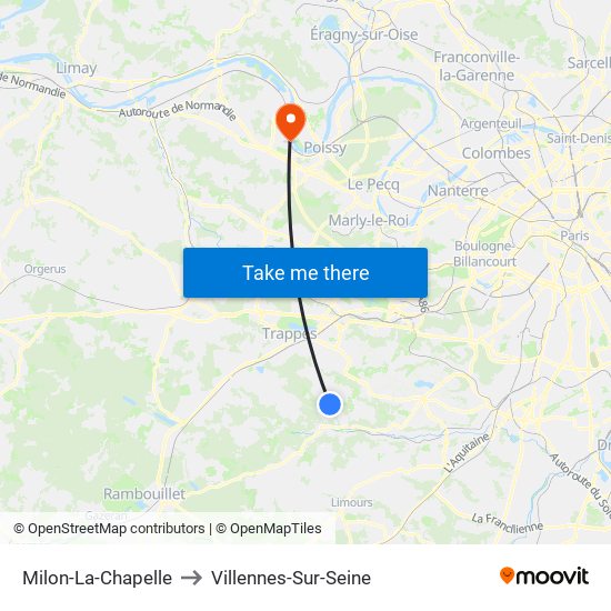 Milon-La-Chapelle to Villennes-Sur-Seine map