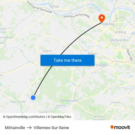 Mittainville to Villennes-Sur-Seine map