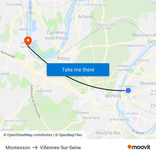 Montesson to Villennes-Sur-Seine map