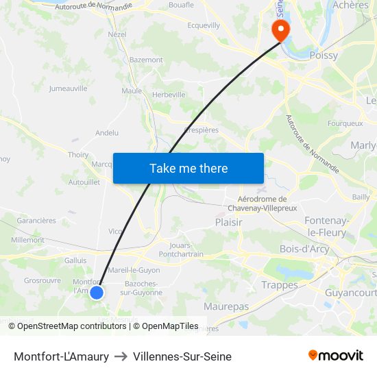 Montfort-L'Amaury to Villennes-Sur-Seine map