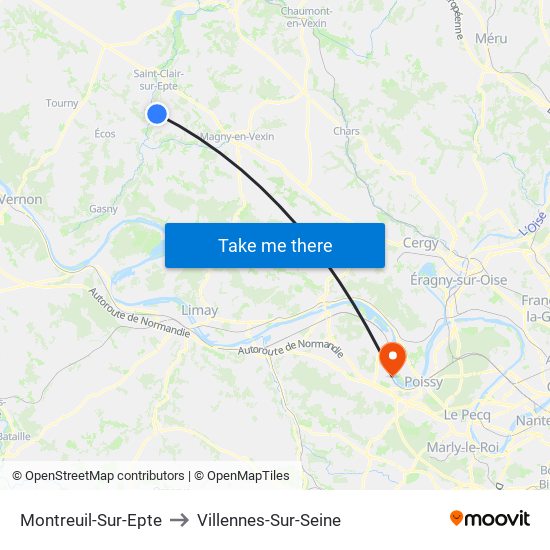 Montreuil-Sur-Epte to Villennes-Sur-Seine map