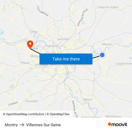 Montry to Villennes-Sur-Seine map