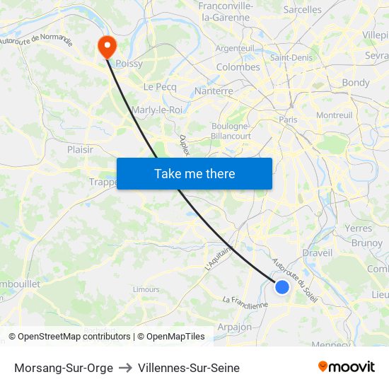 Morsang-Sur-Orge to Villennes-Sur-Seine map