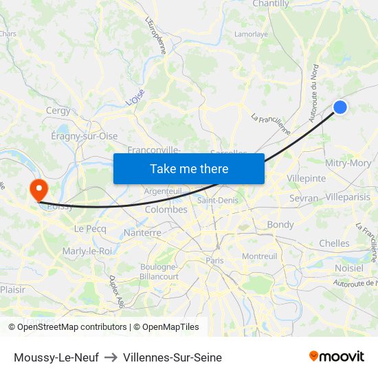 Moussy-Le-Neuf to Villennes-Sur-Seine map