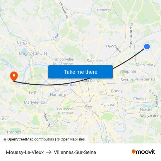 Moussy-Le-Vieux to Villennes-Sur-Seine map