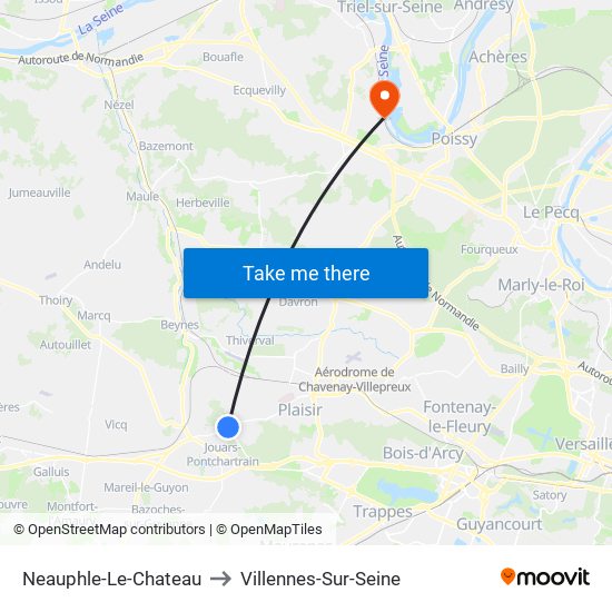 Neauphle-Le-Chateau to Villennes-Sur-Seine map